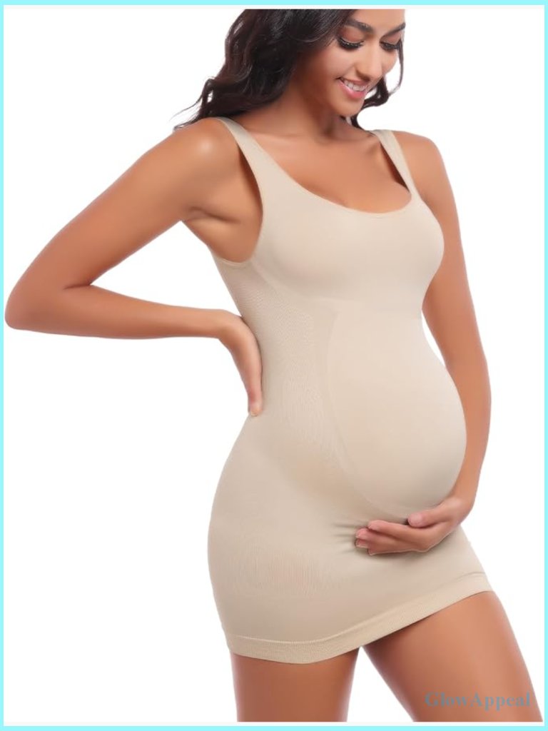 Maternity Sleeveless Tank Top Belly Support Shapewear Bodycon Dress